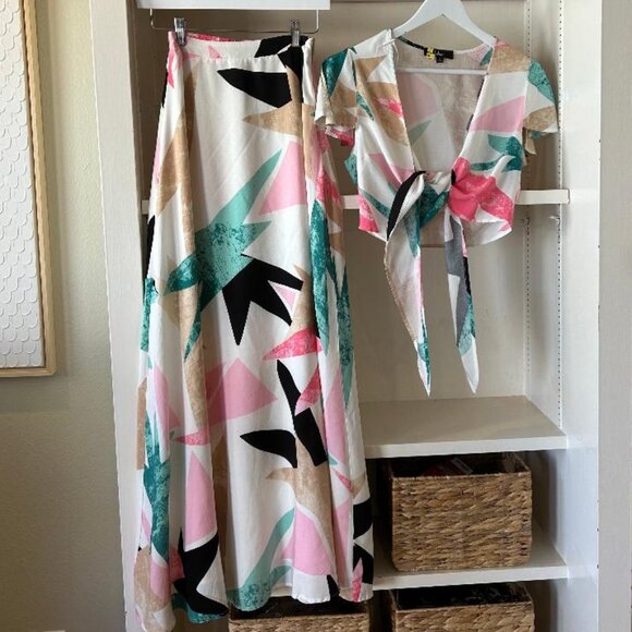 LuLus Daydreaming White Print Two-Piece Maxi Dress Set (SIZES XS & XS) - Picture 8 of 13